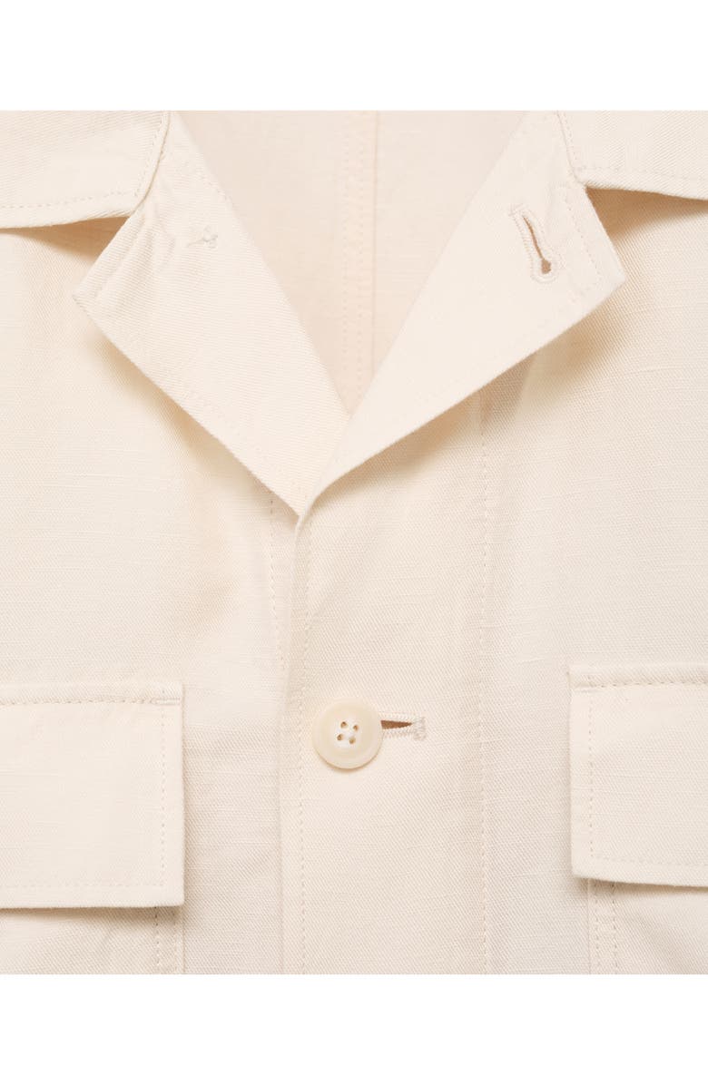MANGO Camp Collar Lyocell & Linen Shirt-Jacket, Alternate, color, Ivory White