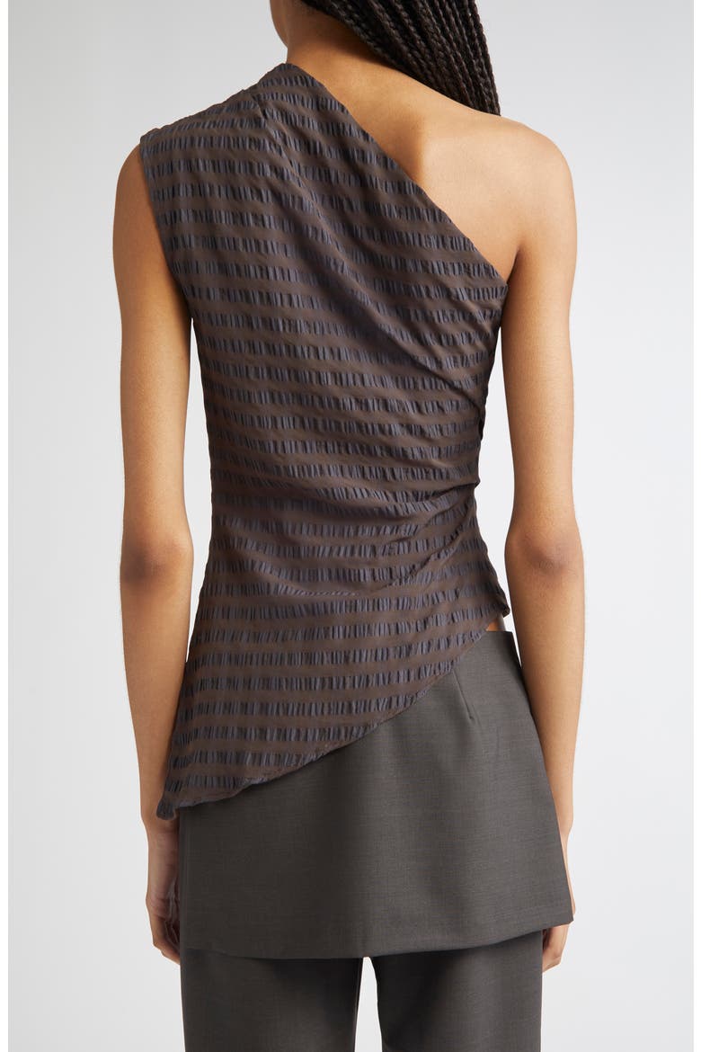 Win Asymmetric Gingham Seersucker One-Shoulder Top, Alternate, color, LILAC