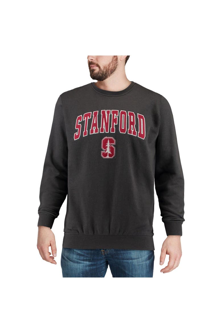 Men's Colosseum Charcoal Stanford Cardinal Arch & Logo Crew Neck Sweatshirt, Alternate, color, Charcoal