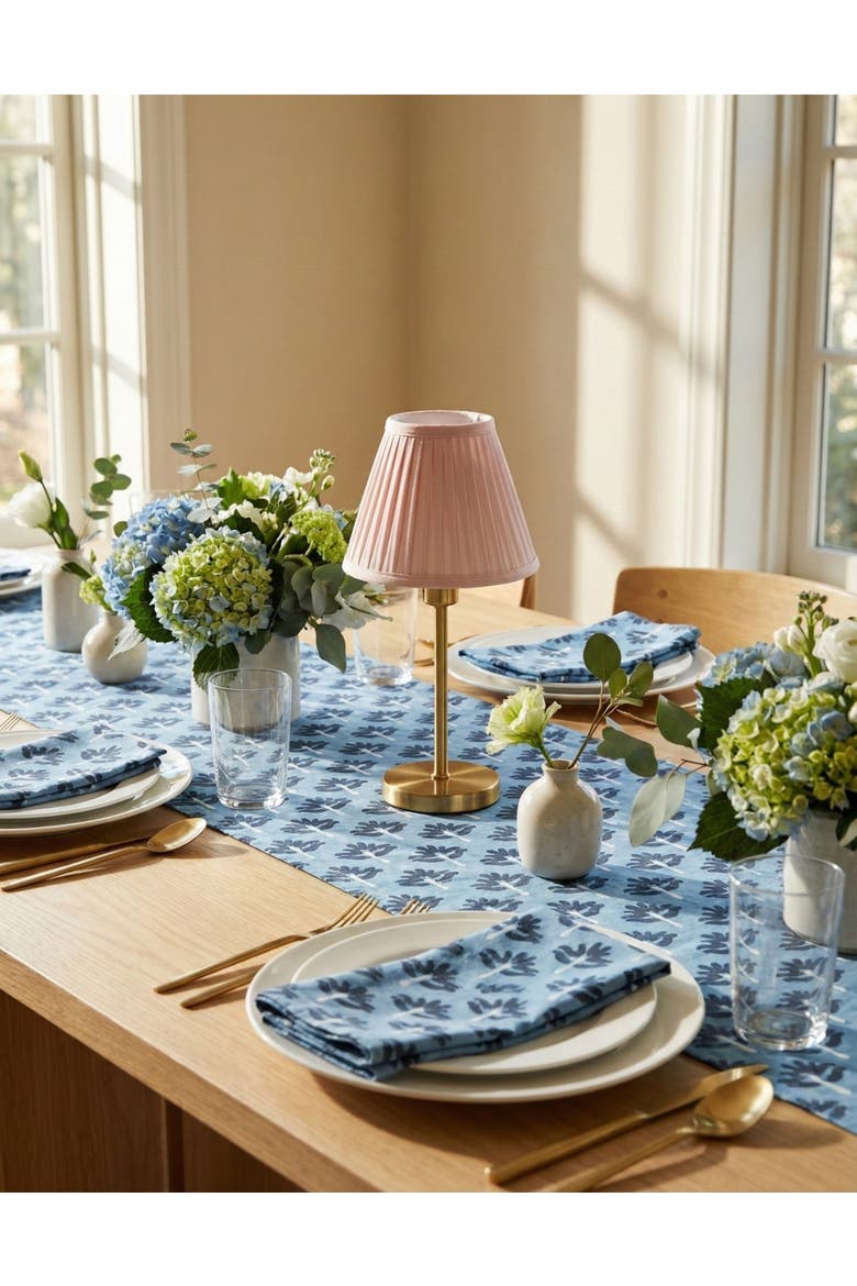 Zeenat Linen Table Runner, Alternate, color, Steel Blue