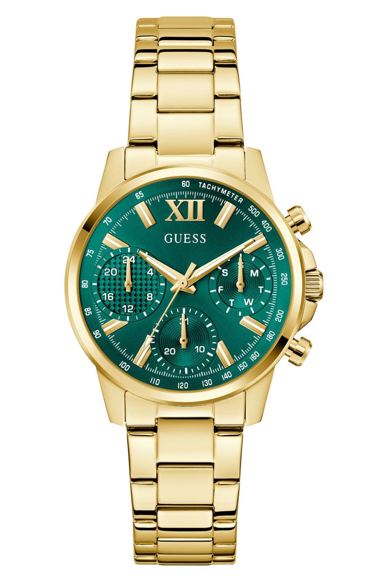 Bailey Chronograph Bracelet Watch, 36mm, Main, color, GOLD TONE/ GREEN