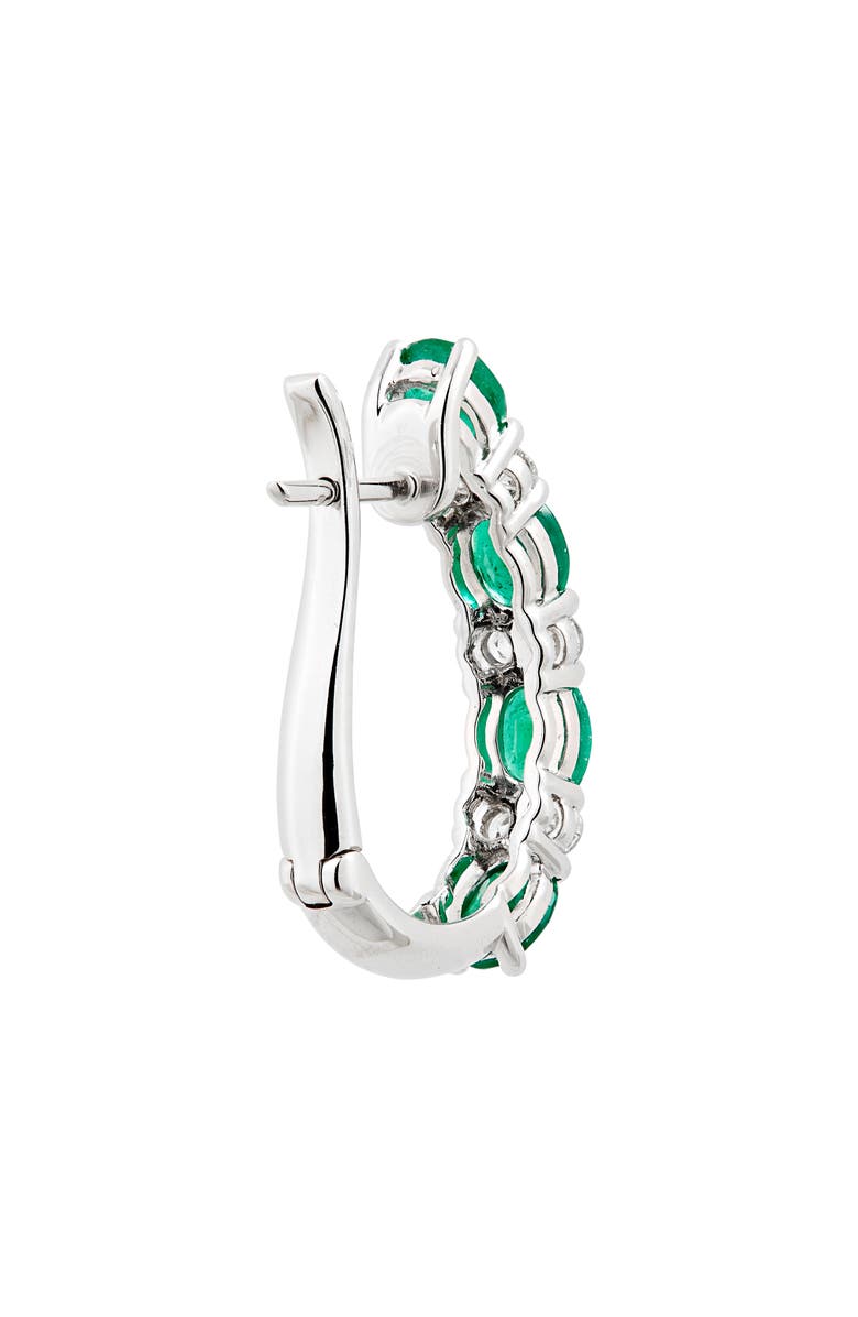 VALANI ATELIER Alternating Emerald & Diamond Hoop Earrings, Alternate, color, 14K White Gold