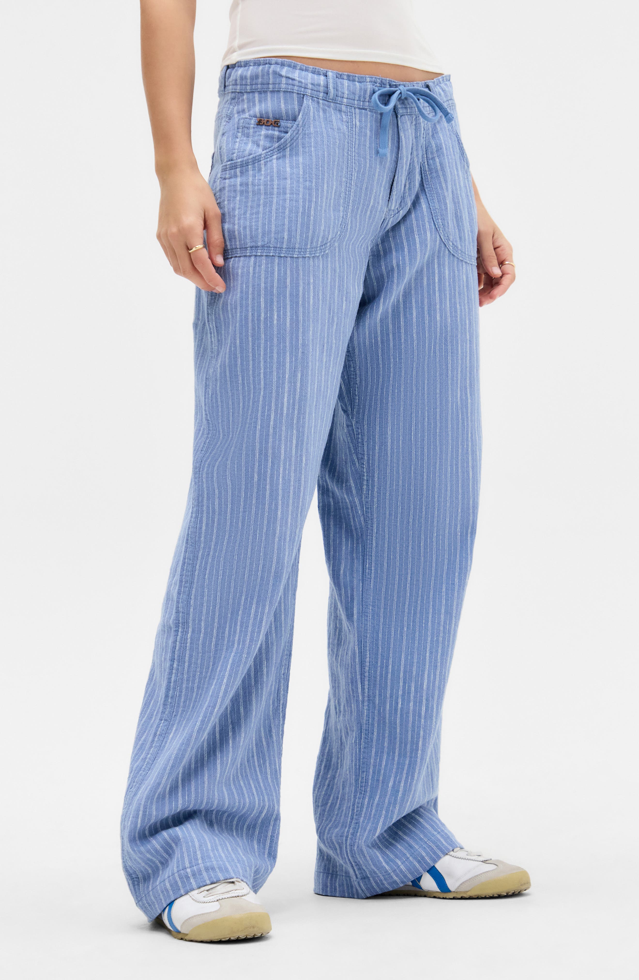 BDG Urban Outfitters Drawstring Wide Leg Linen & Cotton Blend Pants