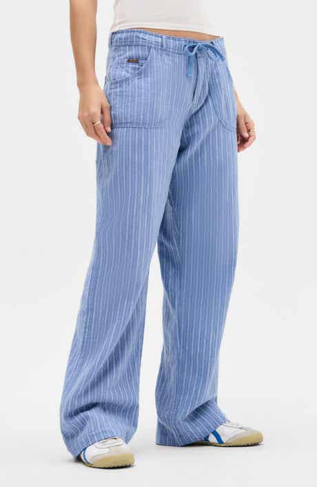 BDG Urban Outfitters Drawstring Wide Leg Linen & Cotton Blend Pants