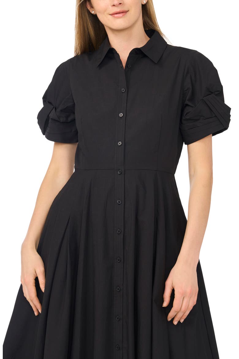 Twist Sleeve Cotton Midi Shirtdress, Alternate, color, RICH BLACK