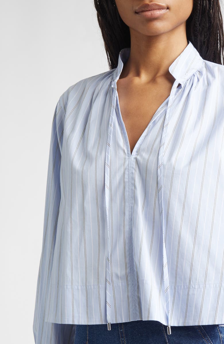 Veronica Beard Kaits Stripe Crop Cotton Top, Alternate, color, Ice Blue Multi