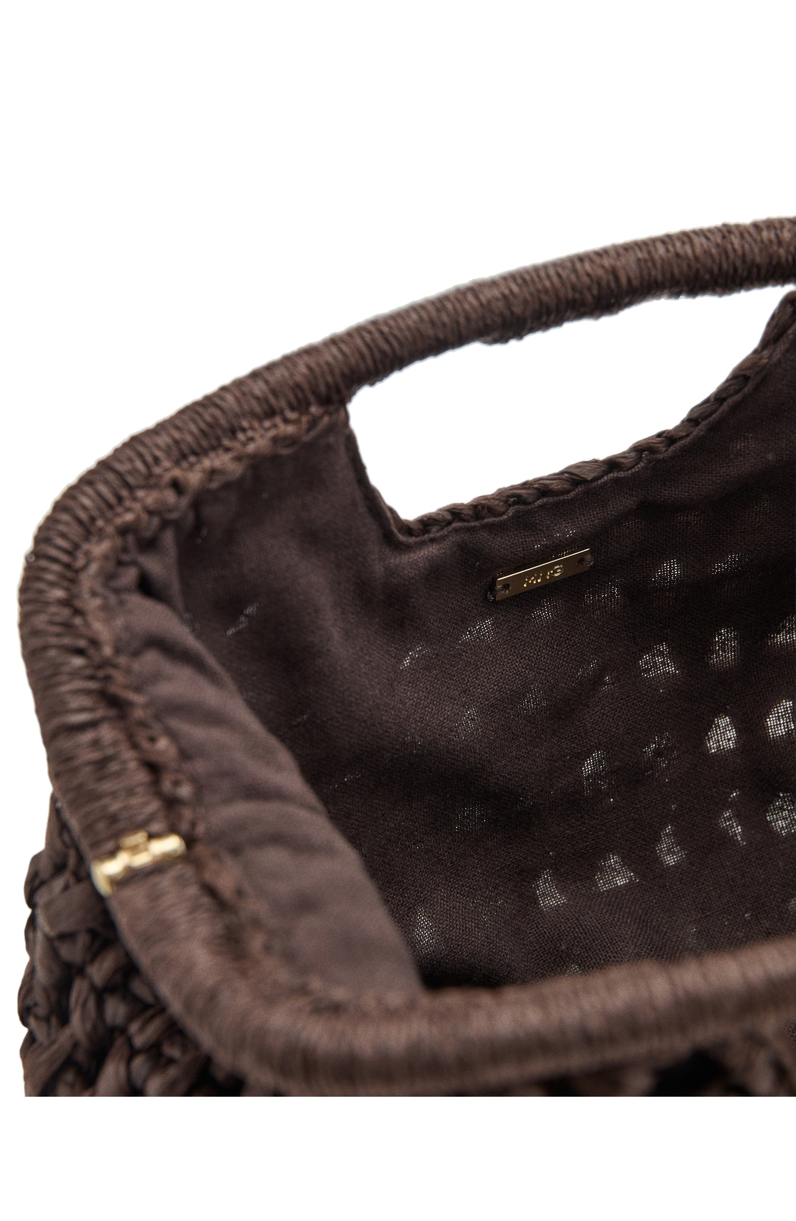 MANGO Natural Fiber Frame Clutch, Alternate, color, Chocolate