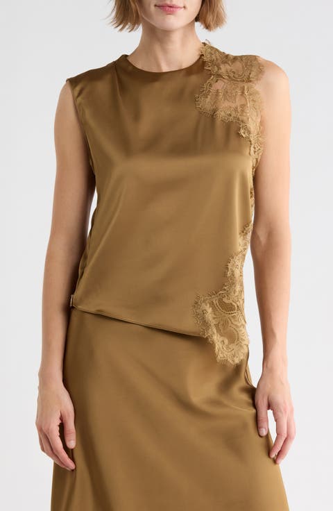 Sleeveless Lace Trim Top