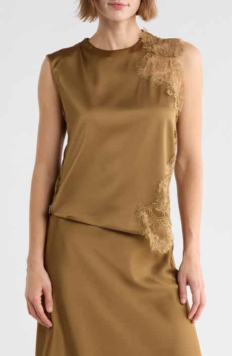 Sleeveless Lace Trim Top