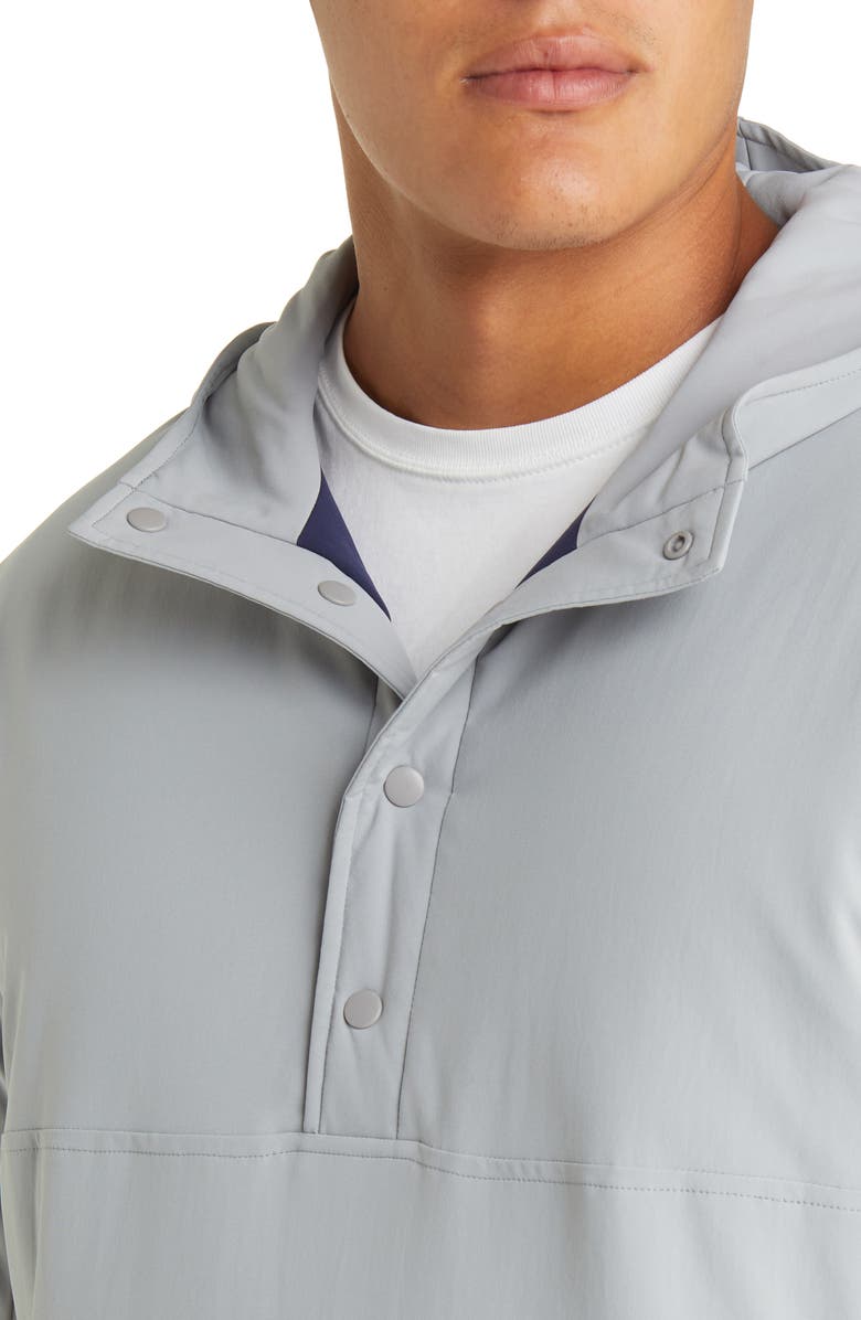 Peter Millar Approach Half Placket Hooded Pullover Jacket, Alternate, color, Gale Grey