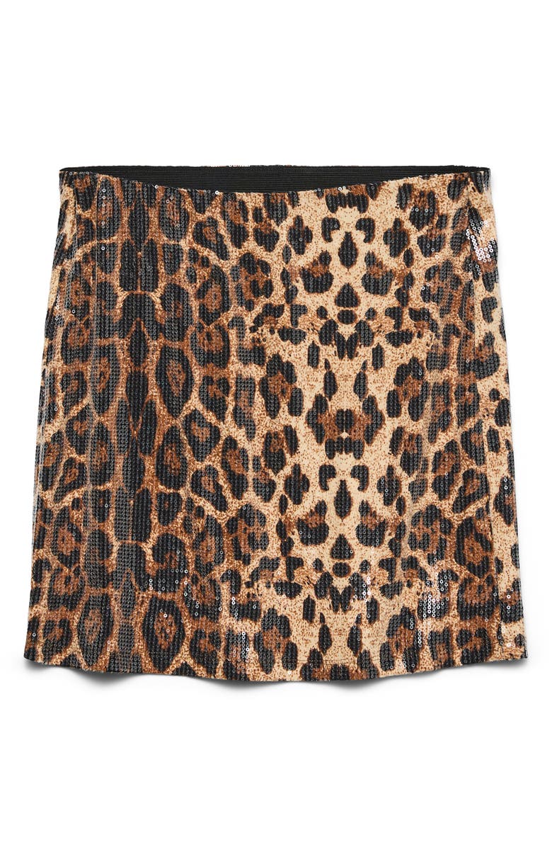 VERO MODA Lucy Sequin Leopard Print Miniskirt, Alternate, color, Birch Aop Leo Sequin