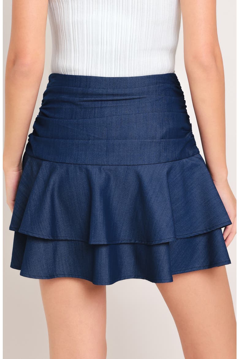 Ruched Tiered Ruffle Skort, Alternate, color, DARK INDIGO
