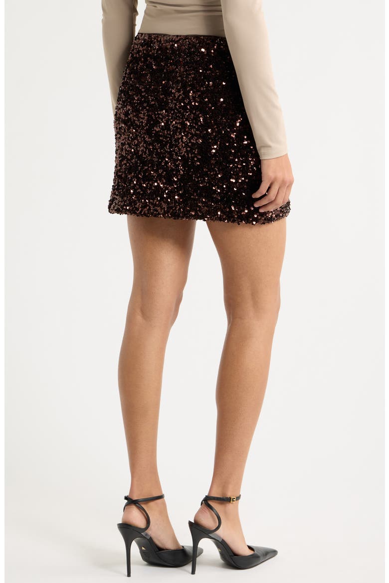 Sequin Miniskirt, Alternate, color, BROWN TIRAMISU