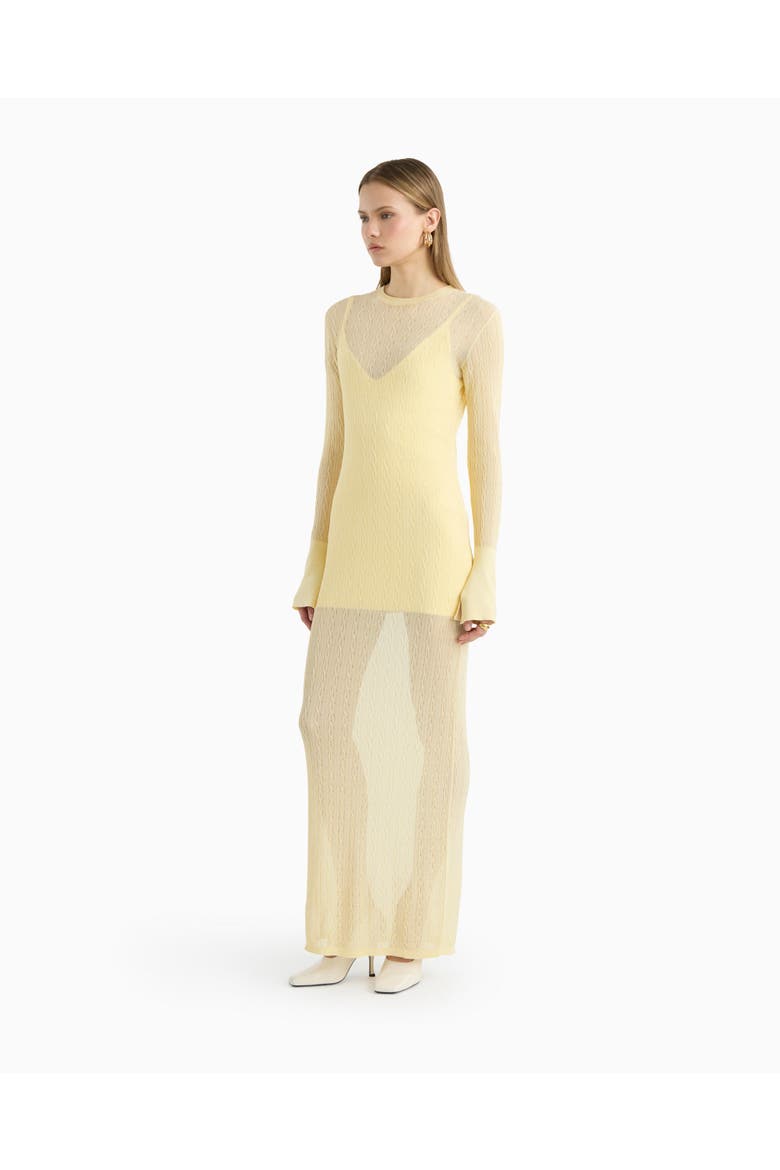Ayla sheer cable dress, Main, color, Butter Yellow