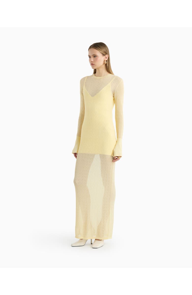 Dodiee Ayla sheer cable dress, Main, color, Butter Yellow
