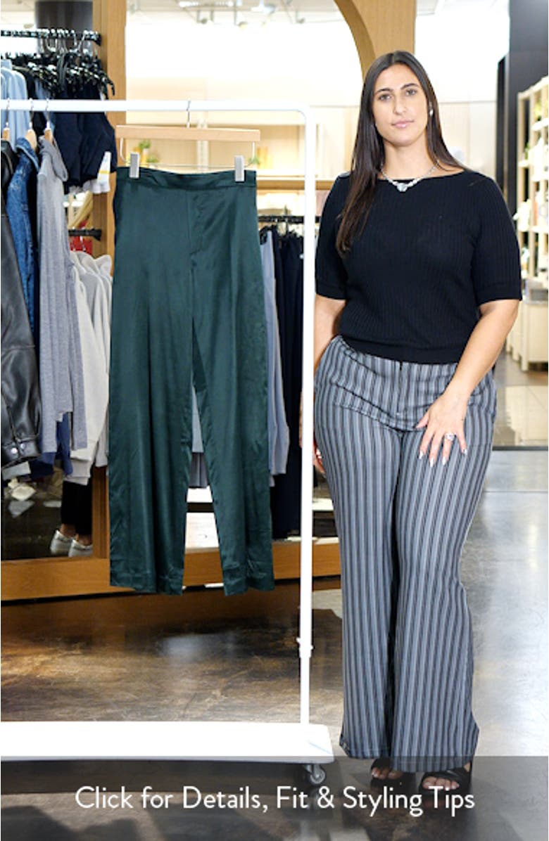 Pull-On Straight Stretch Satin Pants, sales video thumbnail