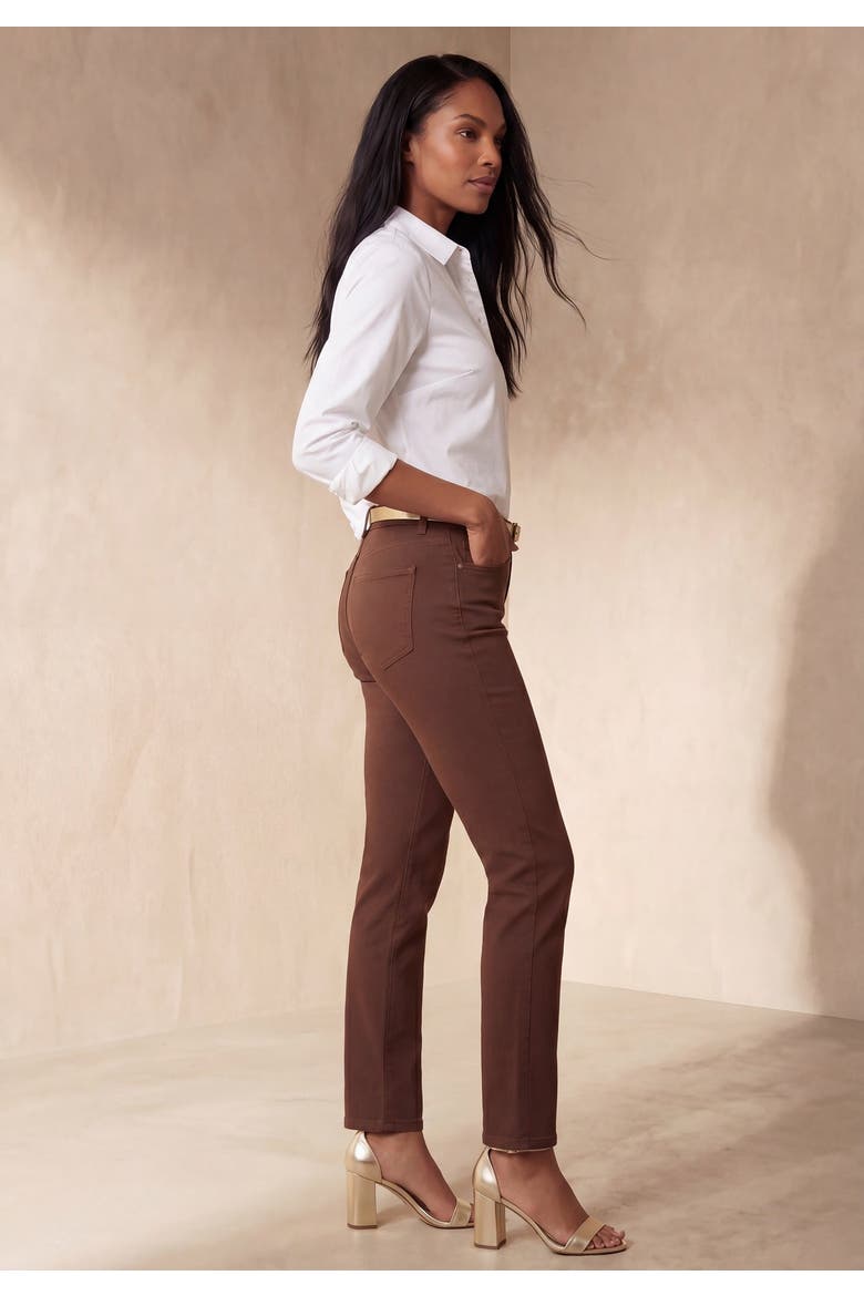 True Fit Stretch Denim Straight Leg Jean, Alternate, color, RICH BROWN