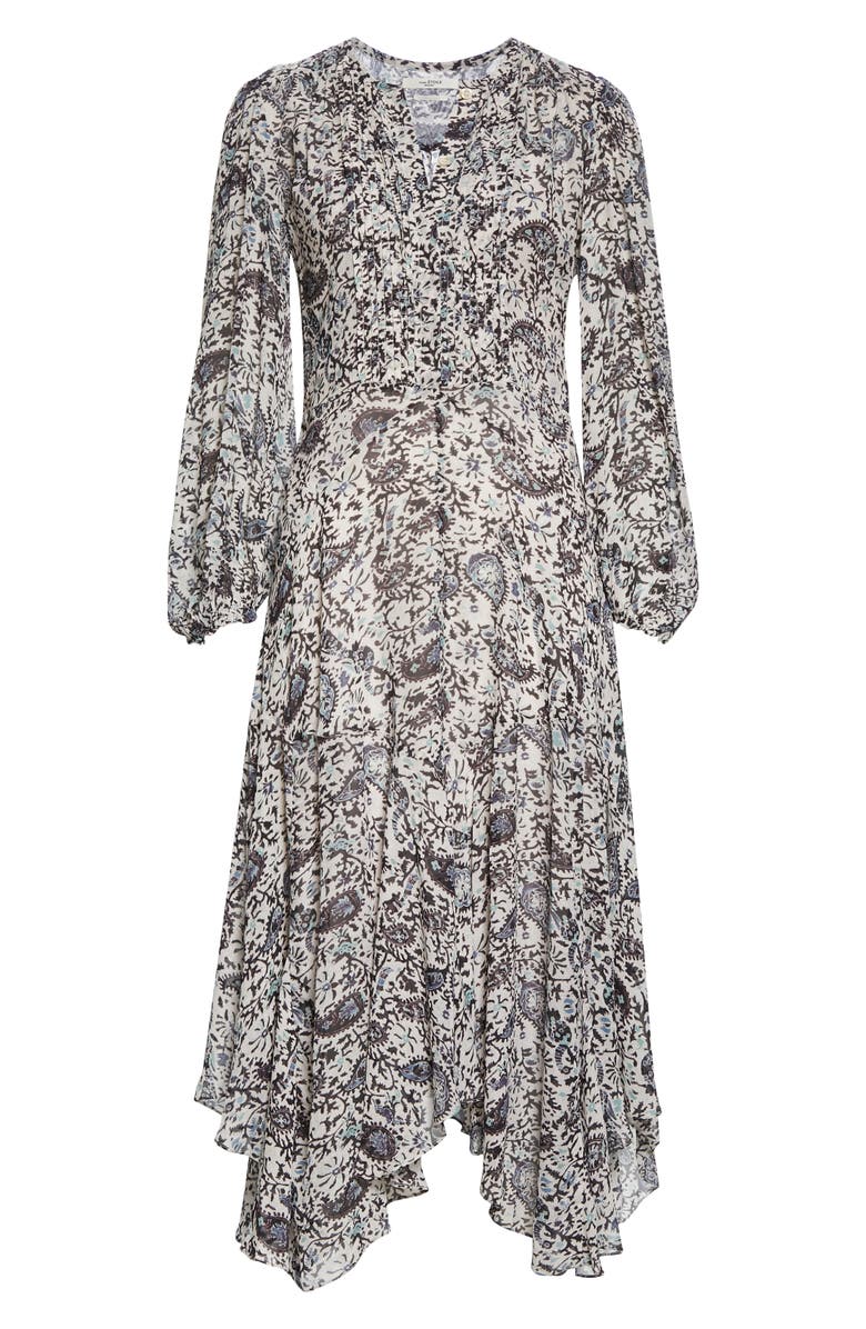 Isabel Marant Étoile Lizete Long Sleeve Handkerchief Hem Midi Dress, Alternate, color,