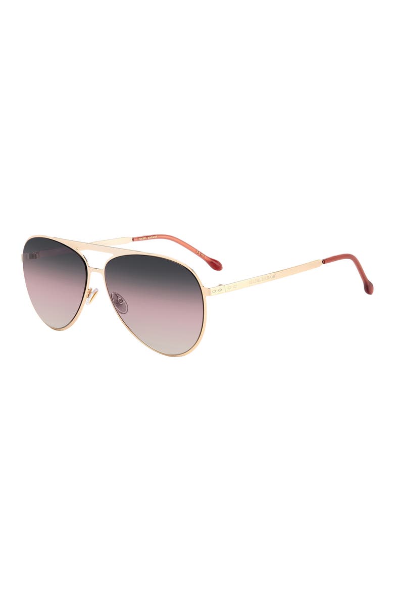 62mm Gradient Aviator Sunglasses, Alternate, color, ROSE GOLD RED