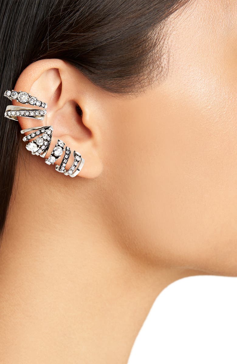 McQueen Crystal Pavé Multi Hoop Right Ear Cuff, Alternate, color, 