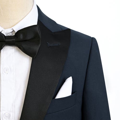 Moustache Peak Lapel Suit Set In Navy