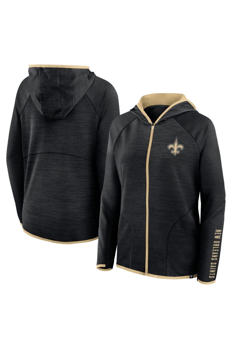 Women's Fanatics Black New Orleans Saints Redzone End Around Pass Raglan Full-Zip Hoodie, Main, color, Black