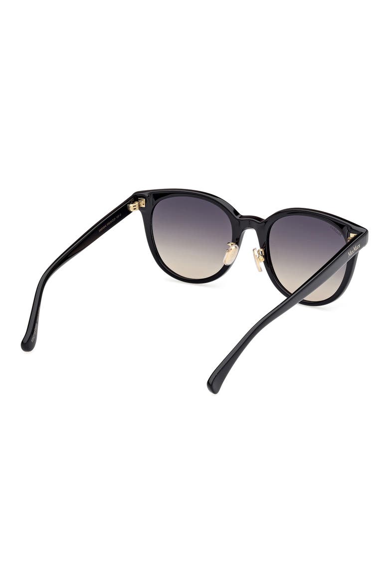 54mm Round Sunglasses, Alternate, color, SHINY BLACK / GRADIENT SMOKE