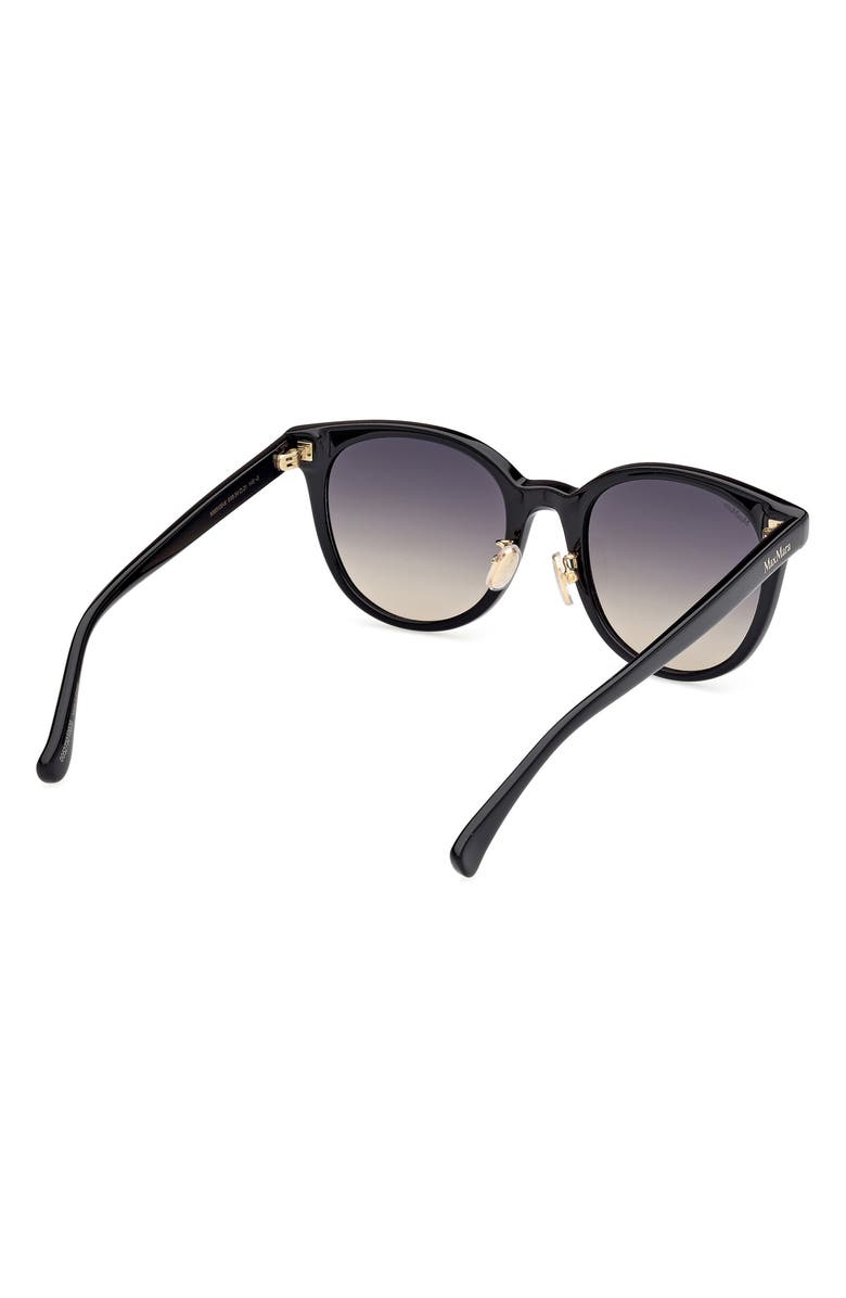 Max Mara 54mm Round Sunglasses, Alternate, color, Shiny Black / Gradient Smoke