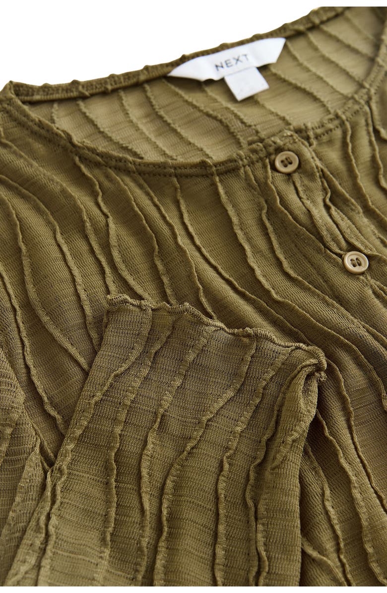 NEXT Wavy Pintuck Pleat Mesh Button-Up Top, Alternate, color, Green