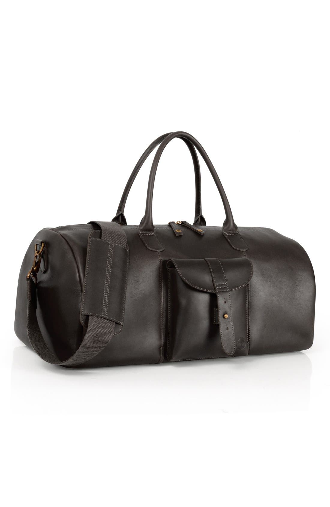 'Calexico' Leather Duffel Bag, Main, color, BLACK