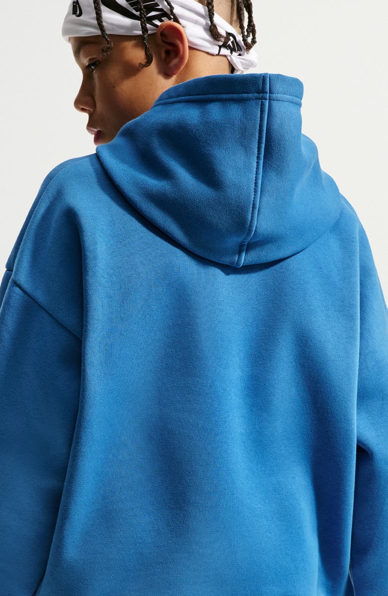 Nike Kids' Basketball Oversize Hoodie, Alternate, color, Star Blue/ Turf Orange