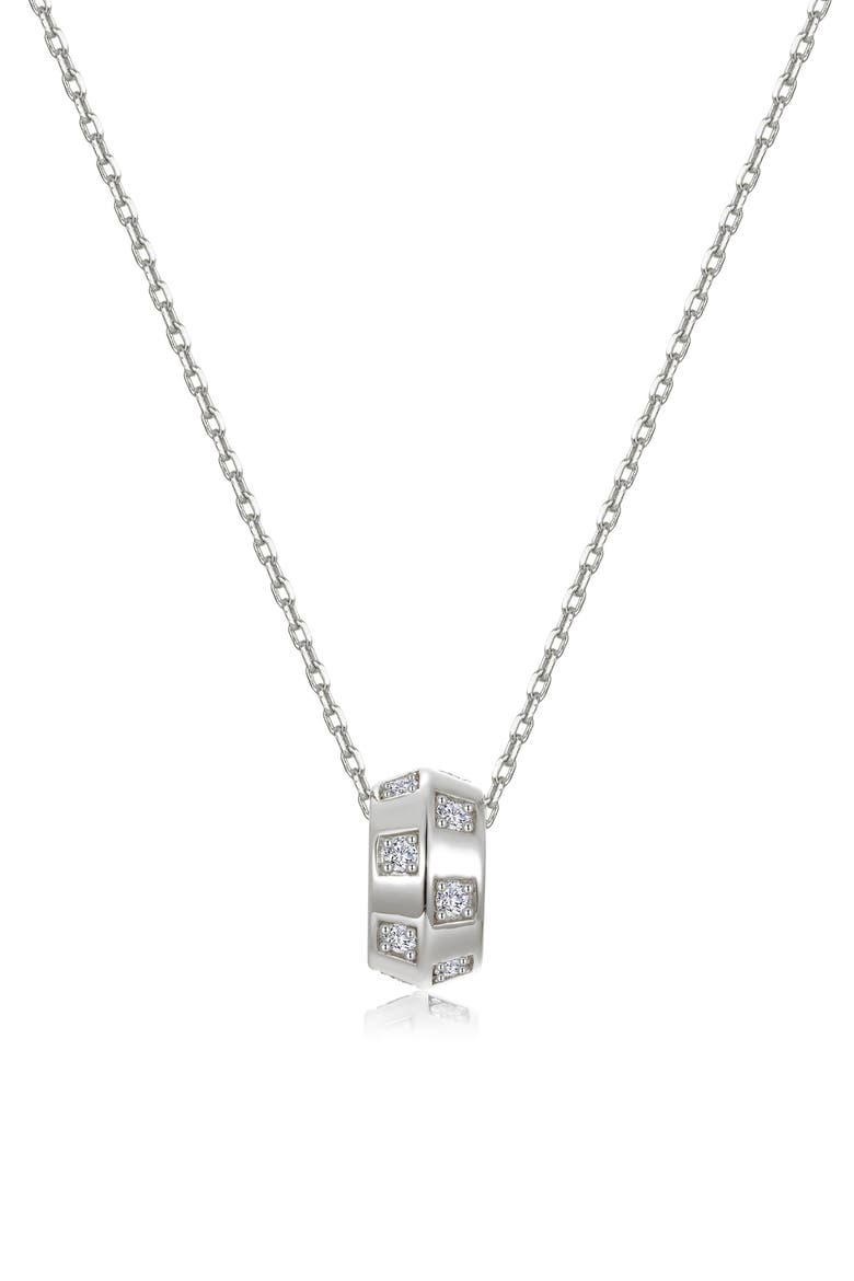 Barrel Beat Simulated Diamond Pendant Necklace, Main, color, WHITE/ SILVER
