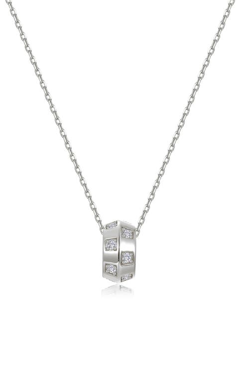Barrel Beat Simulated Diamond Pendant Necklace
