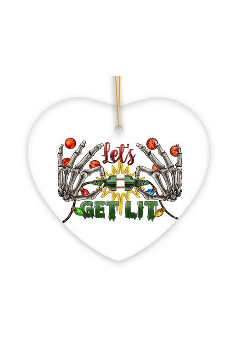 Lets Get Lit Skeleton Hands Heart Ornament