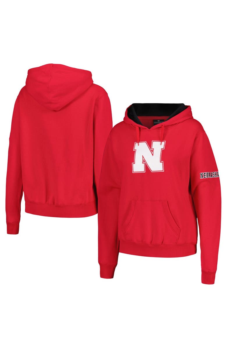 STADIUM ATHLETIC Women's Scarlet Nebraska Huskers Team Big Logo Pullover Hoodie, Main, color, Scarlet