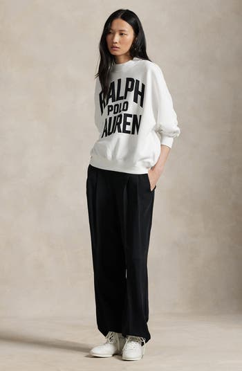 Satin Logo Cotton Blend Fleece Sweatshirt