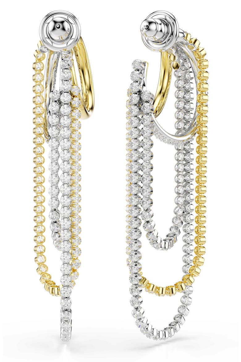Hyperbola Mixed Metal Crystal Drop Earrings, Alternate, color, WHITE MIX