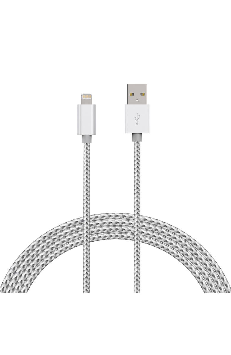 The Posh Tech 6-Foot MFI Lightning Cable, Alternate, color, Silver With White
