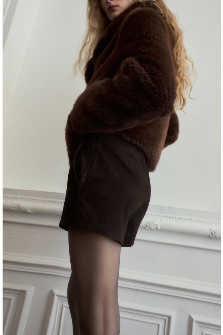 Suede Shorts, Alternate, color, BROWN