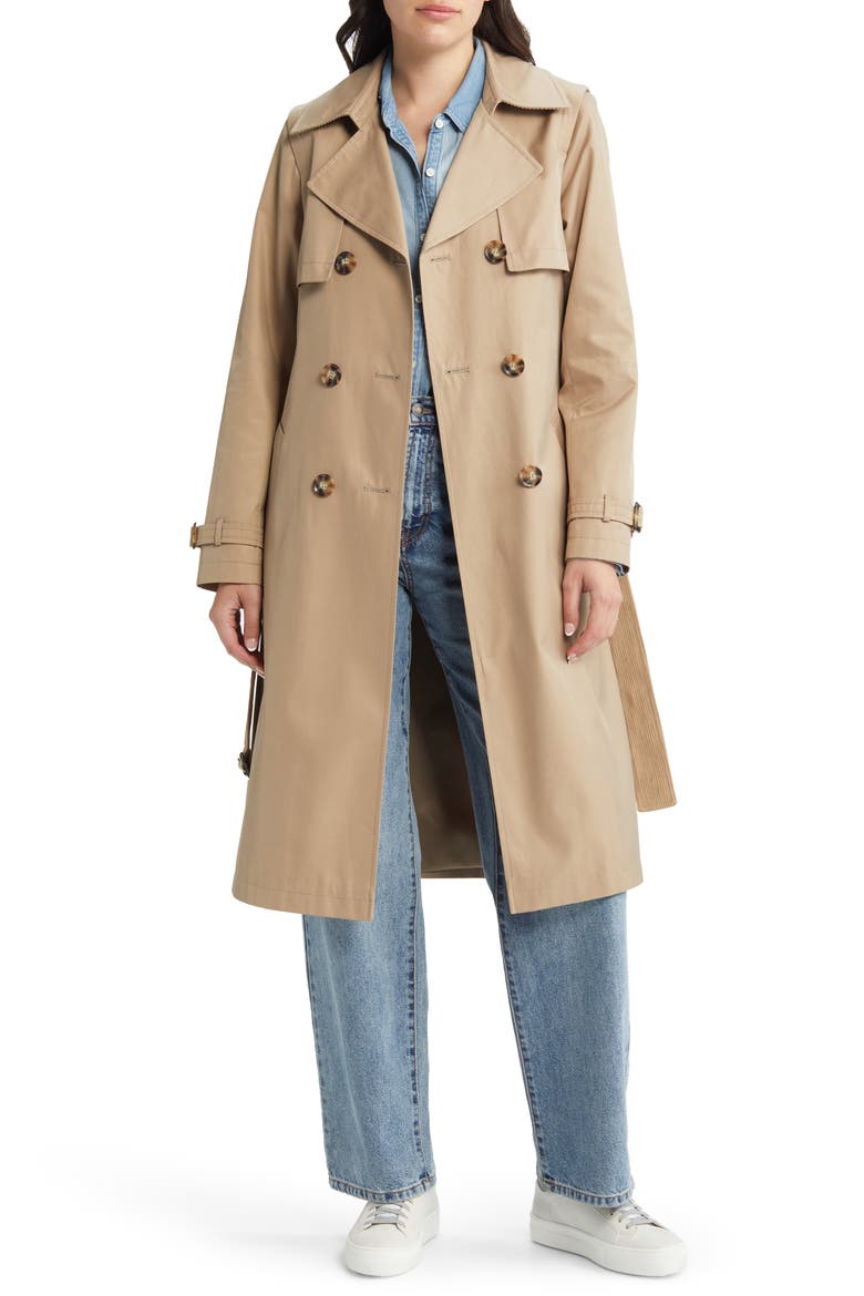 Water Resistant Double Breasted Trench Coat, Alternate, color, TAN