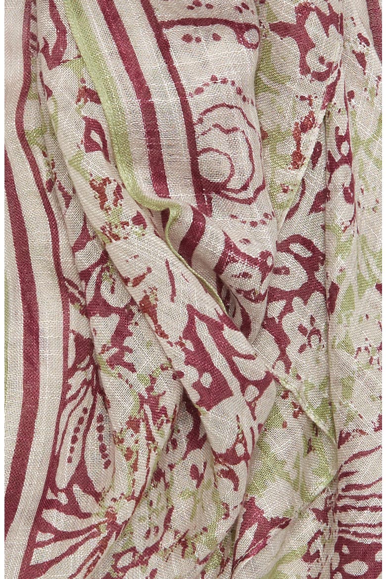 Floral Scarf, Alternate, color, BURGUNDY WOODBLOCK FLORAL