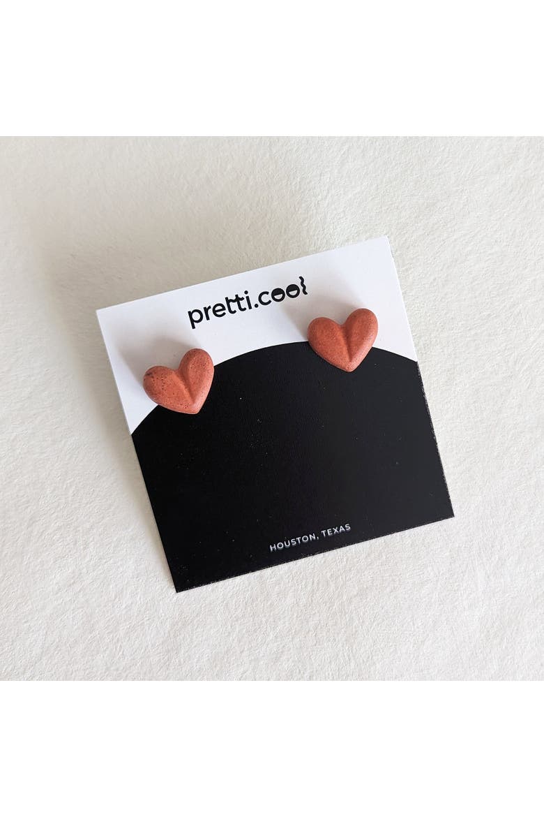 Chunky Heart Earrings, Alternate, color, Coral Terrazzo