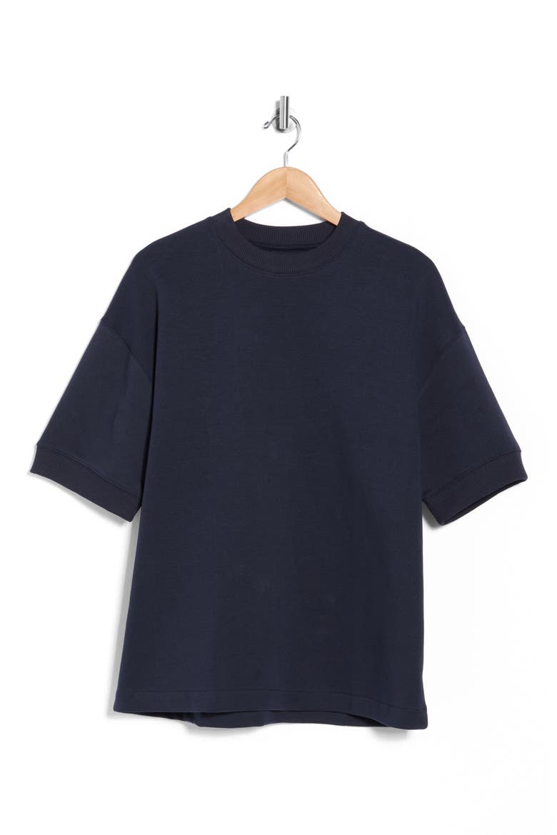 Crewneck Cotton Blend T-shirt, Alternate, color, NAVY