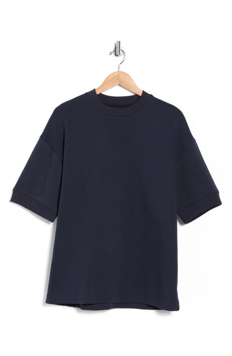 DENIM AND FLOWER Crewneck Cotton Blend T-shirt, Main, color, Navy