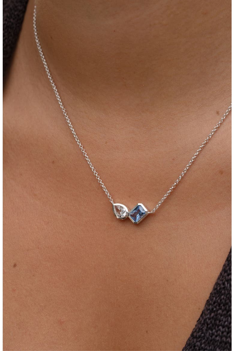 Blue & White Topaz Duo Tutti Frutti Necklace, Alternate, color, Sterling Silver