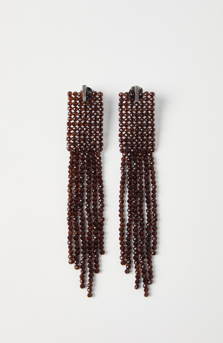 Brunello Cucinelli Frayed earrings in Vetro, Alternate, color, Chocolate