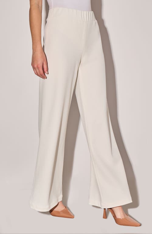 Shop Ming Wang Deco Crepe Wide Leg Pants In White