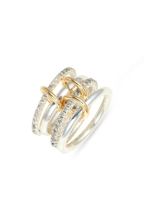 Polaris Sterling Silver & 18K Gold Diamond Stack Ring (Nordstrom Exclusive)