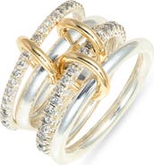 Spinelli Kilcollin Polaris Sterling Silver & 18K Gold Diamond Stack Ring (Nordstrom Exclusive)