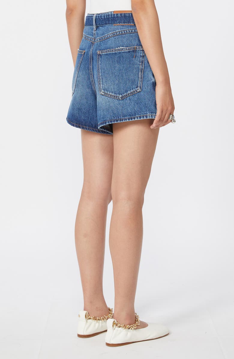 SPORTMAX Fiesta High Waist Belted Denim Shorts, Alternate, color, Midnight Blue